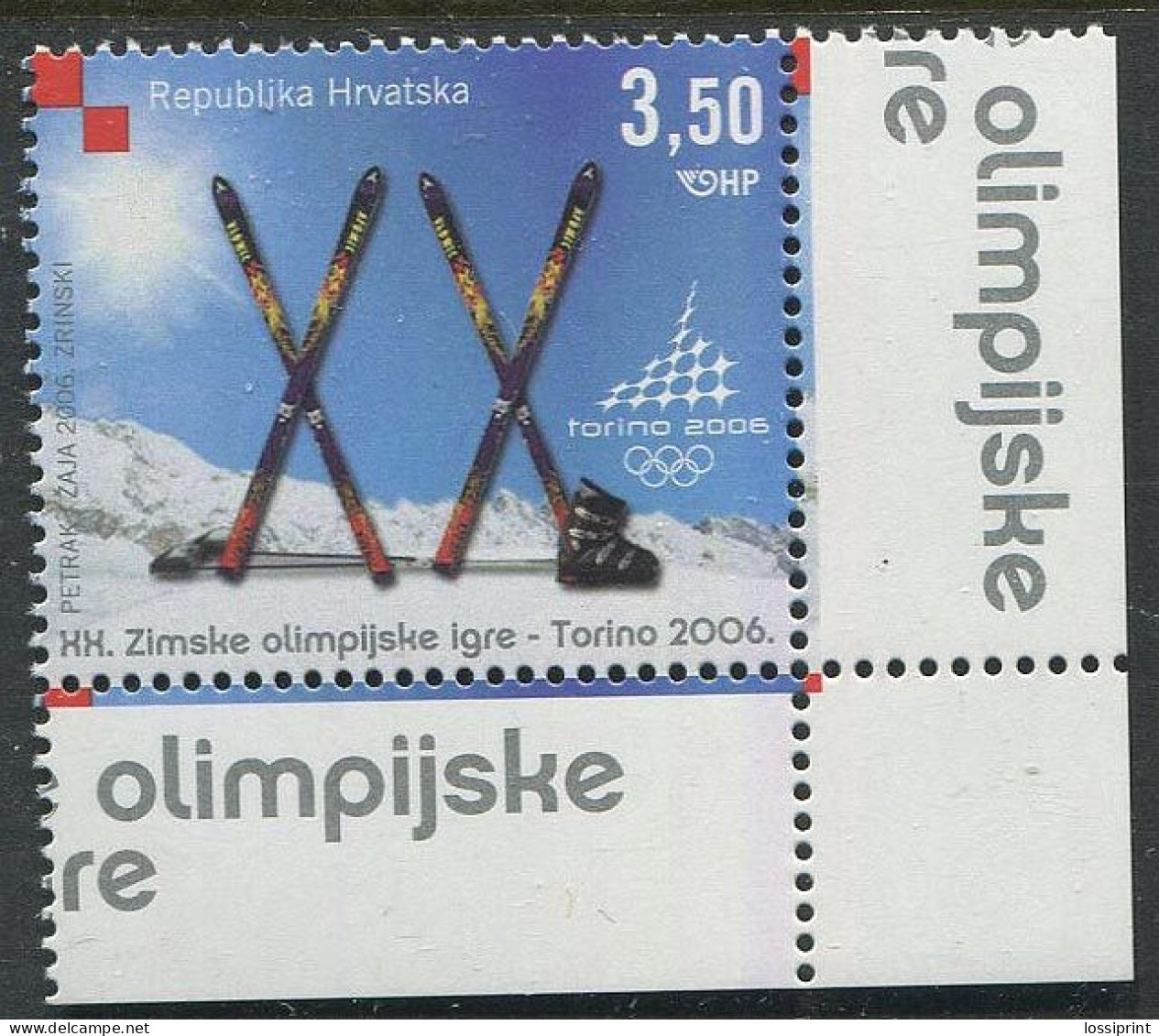 Croatia:Unused Stamp Torino Olympic Games 2006, MNH, Corner - Invierno 2006: Turín