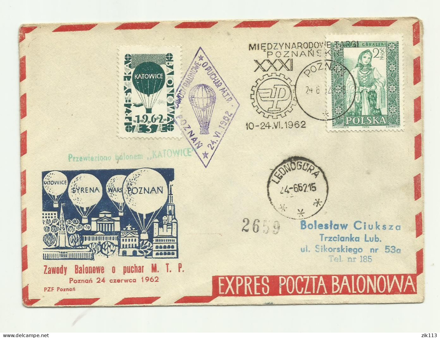 Poland 1962 - Balloon Post - Globos