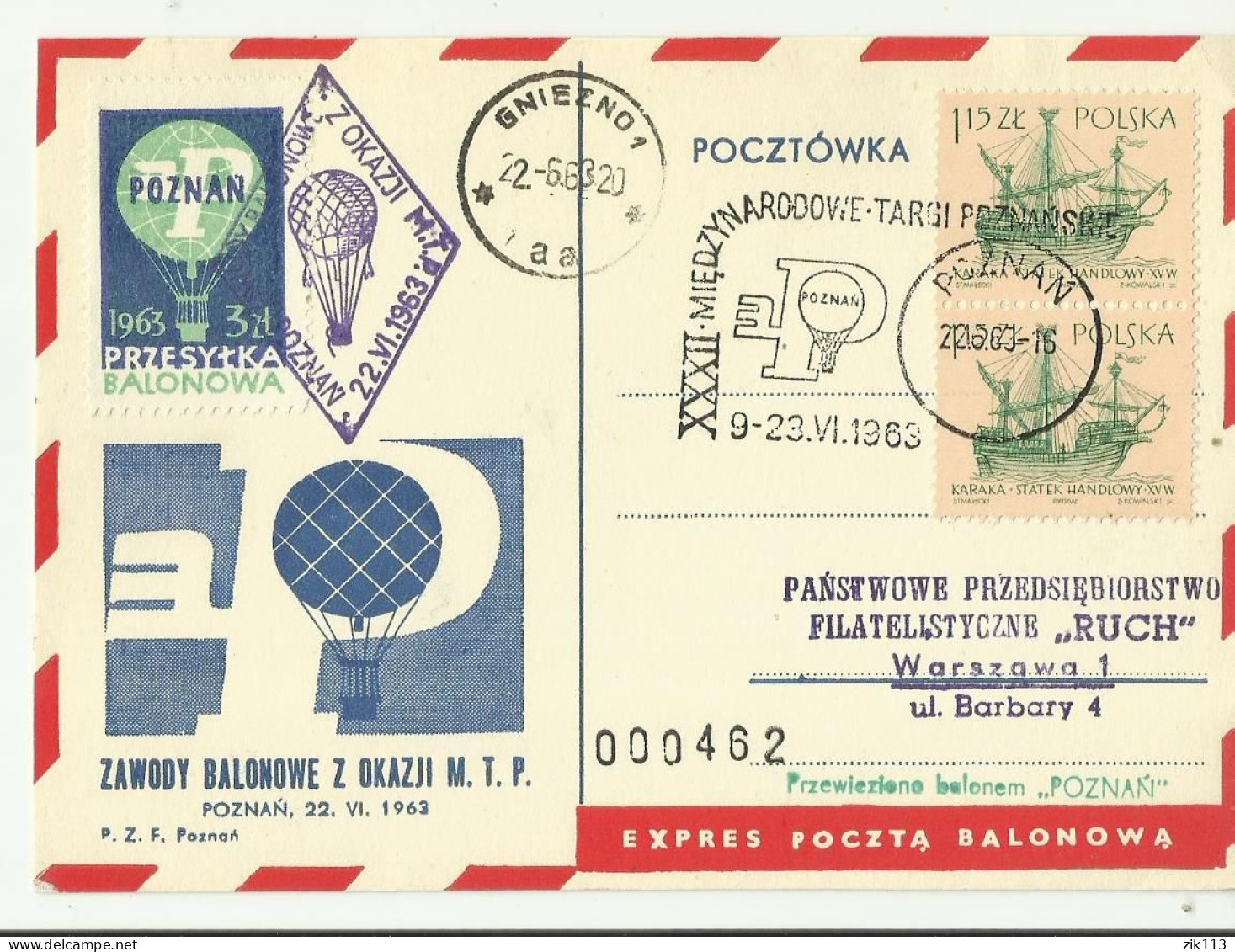 Poland 1963 - Balloon Post - Globos