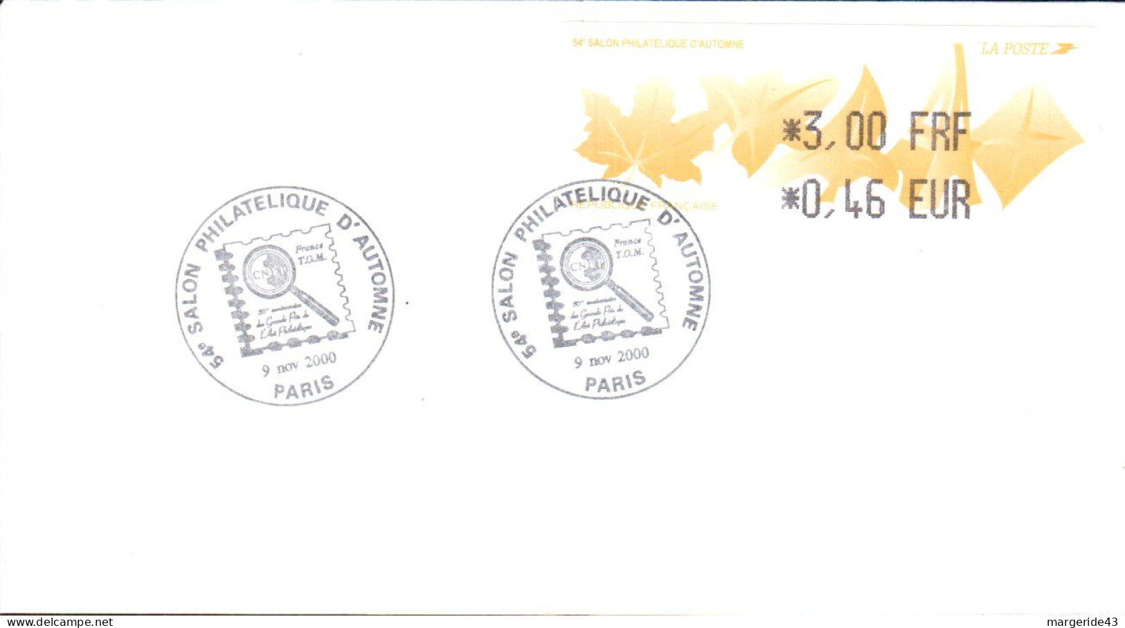 VIGNETTE 0.46 54 ème SALON PHILATELIQUE D'AUTOMNE 2000 - 1999-2009 Illustrated Franking Labels