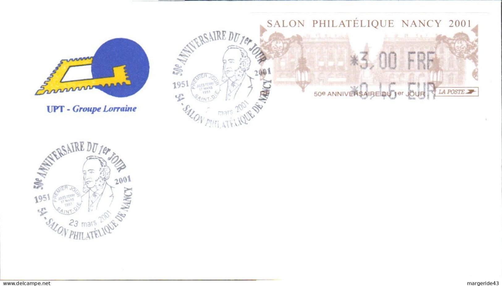 VIGNETTE 0.46 50 ème SALON PHILATELIQUE NANCY 2001 - 1999-2009 Illustrated Franking Labels