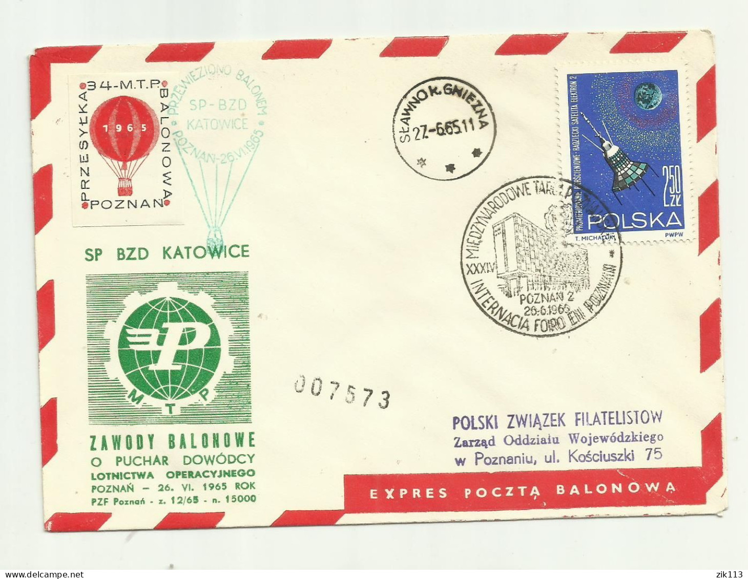 Poland 1965 - Balloon Post - Ballonpost