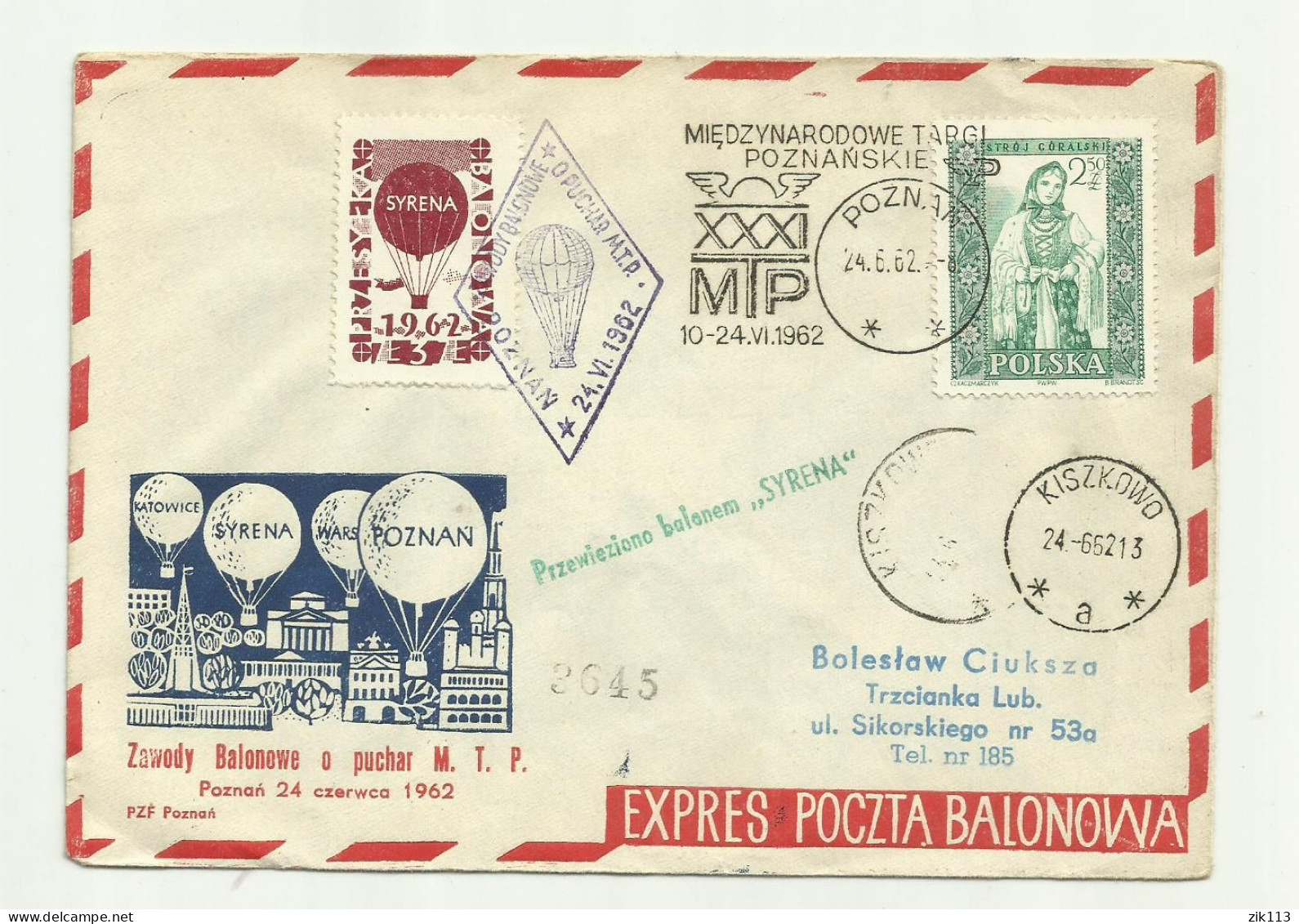 Poland 1962 - Balloon Post - Globos