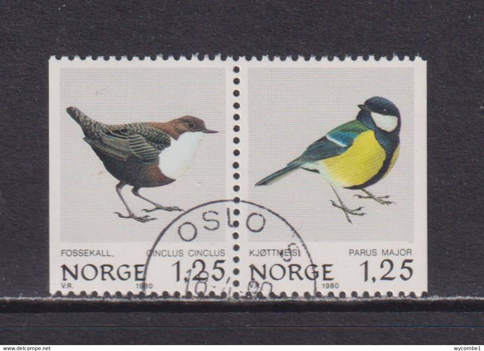 NORWAY - 1980 Birds 1k25  Booklet Pair  Used As Scan - Used Stamps