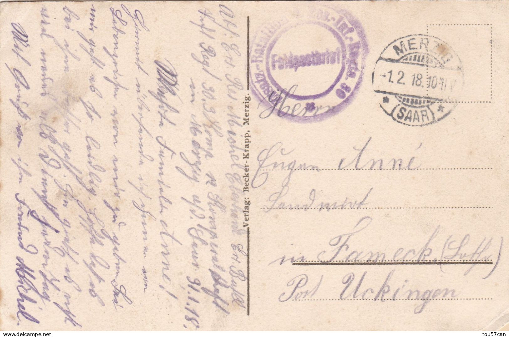 MERZIG - SAAR - DEUTSCHLAND - FELDPOST ANSICHTKARTE 1918.... - Kreis Merzig-Wadern