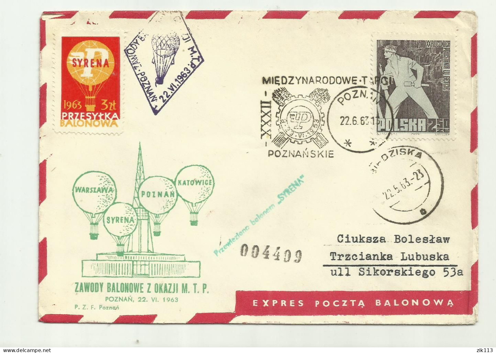 Poland 1963 - Balloon Post - Globos