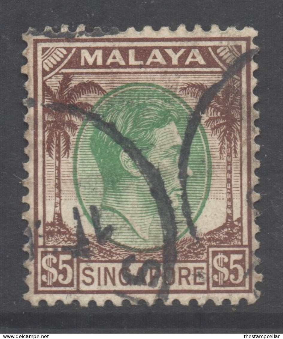 Singapore Scott 20 - SG15, 1948 George VI $5 Perf 14 Used - Singapore (...-1959)