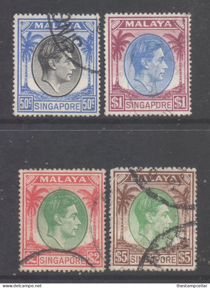 Singapore Scott 17a/20a - SG27/30, 1948 George VI 50c - $5 Perf 17.1/2 X 18 Used - Singapour (...-1959)