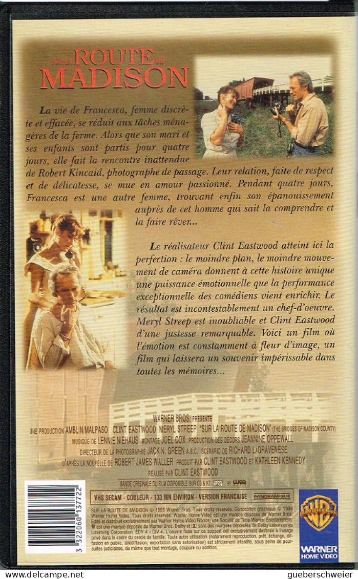 K7 VHS - SUR LA ROUTE DE MADISON Avec Clint Eastwood Et Meryl Streep - Komedie