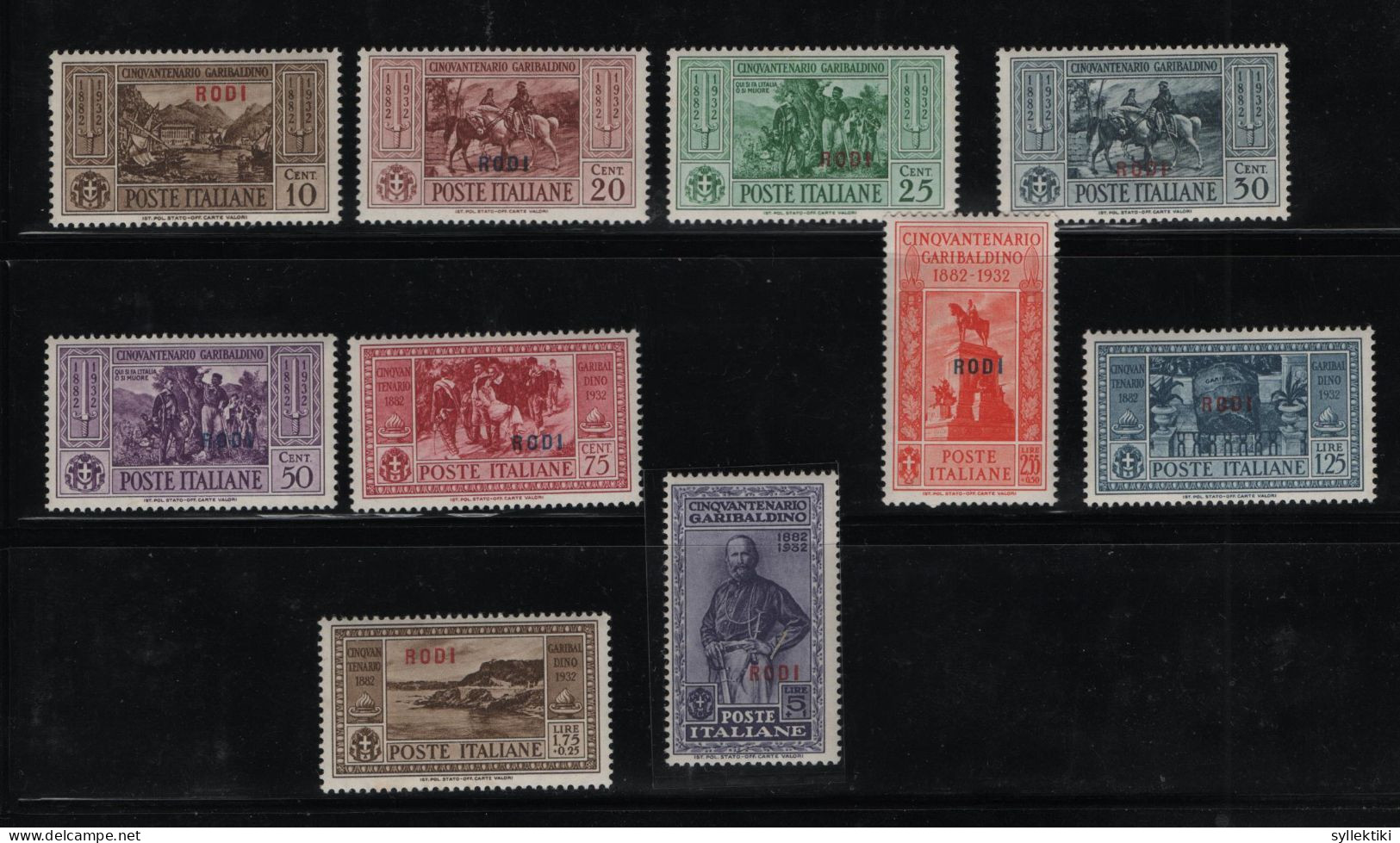 GREECE 1932 DODECANESE GARIBALDI ISSUE RODI OVERPRINT COMPLETE SET MNH STAMPS   HELLAS No 108XII - 117XII AND VALUE EURO - Dodecanese