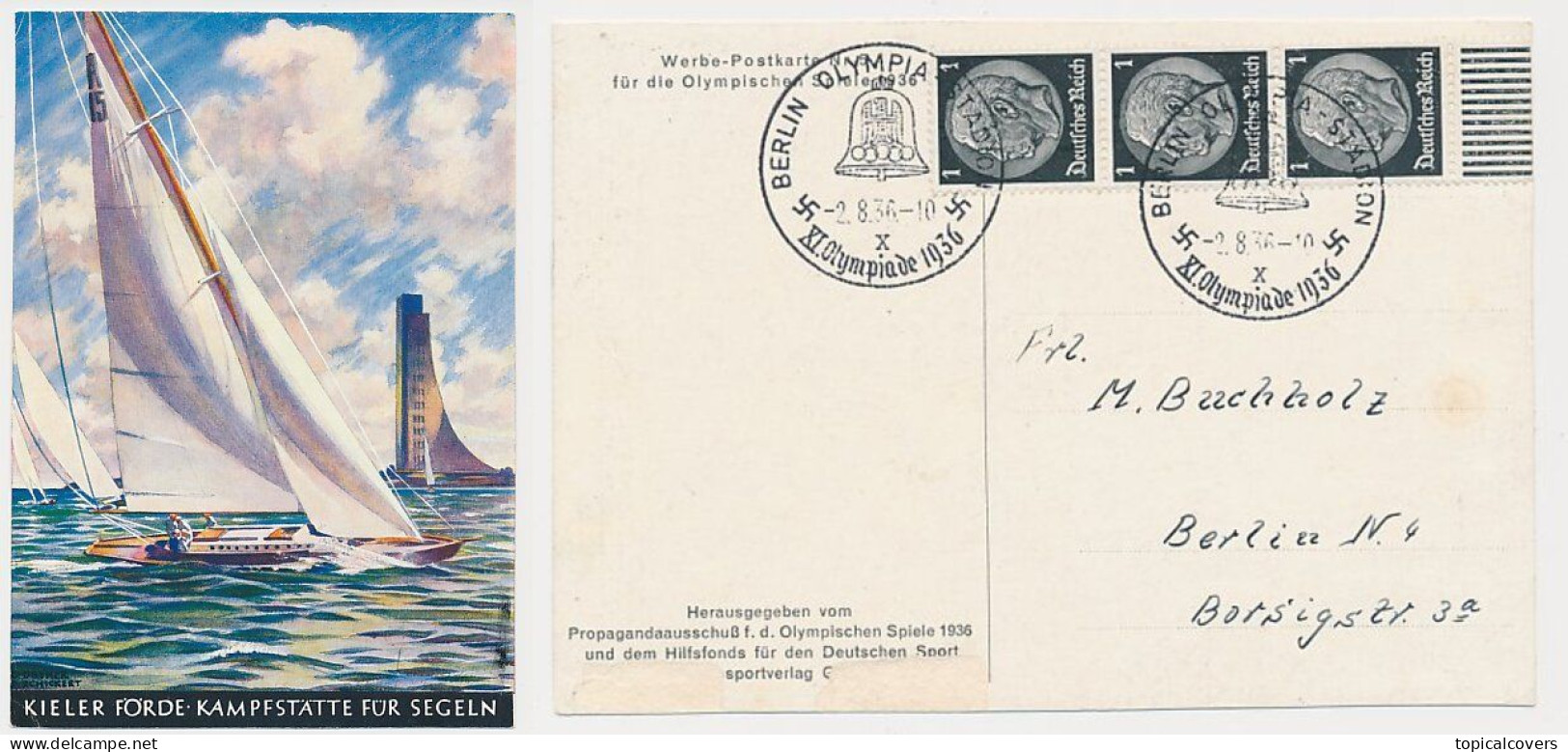Postcard / Postmark Olympic Games Berlin Germany 1936 - Sailing Competition - Ete 1936: Berlin