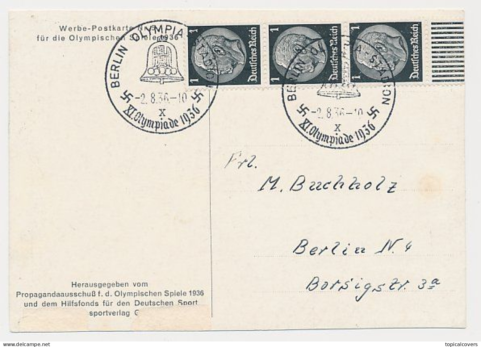 Postcard / Postmark Olympic Games Berlin Germany 1936 - Sailing Competition - Zomer 1936: Berlijn