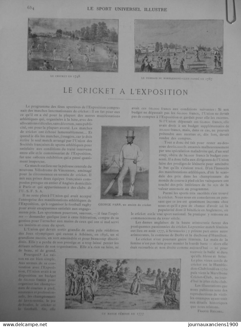 1864 1900 CRICKET 4 JOURNAUX ANCIENS - Sonstige & Ohne Zuordnung