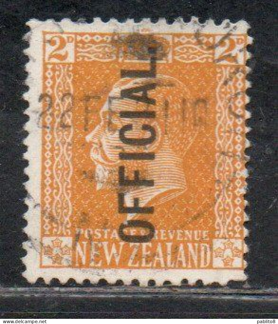 NEW ZEALAND NUOVA ZELANDA  1915 1919 1917 OFFICIAL STAMPS KING GEORGE V 2p USATO USED OBLITERE' - Gebruikt