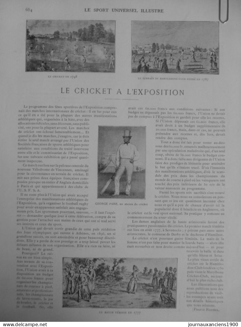 1864  CRICKET 4 JOURNAUX ANCIENS - Sonstige & Ohne Zuordnung