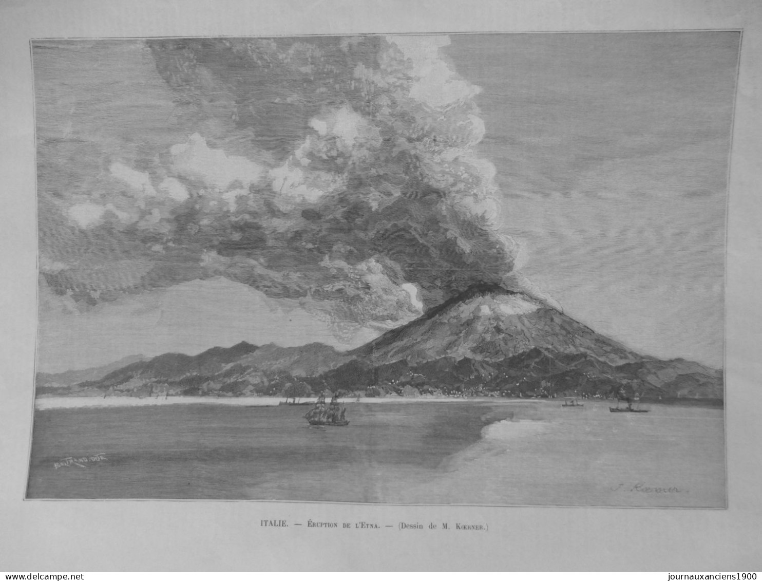 1879 VOLCAN ETNACOULEE LAVE ERUPTION 4 JOURNAUX ANCIENS - Sonstige & Ohne Zuordnung