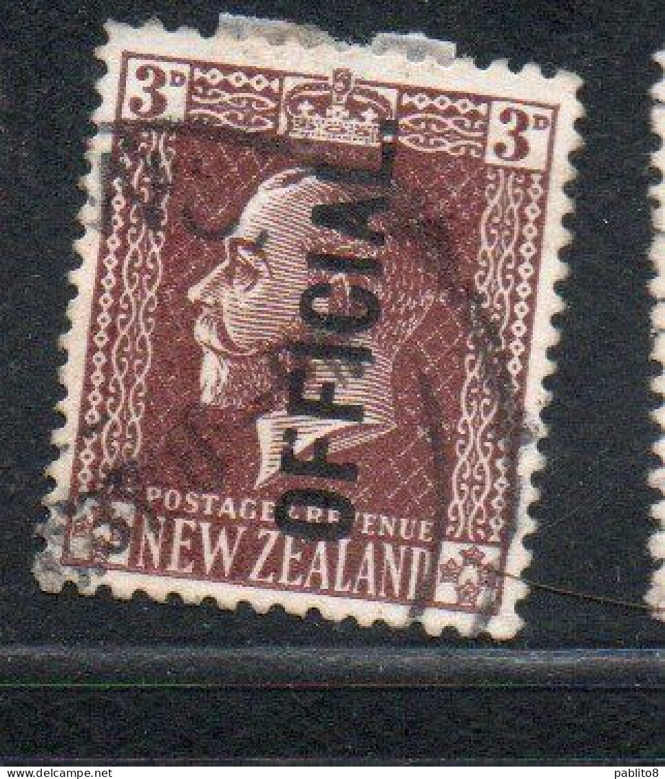 NEW ZEALAND NUOVA ZELANDA  1915 1919 1916 OFFICIAL STAMPS KING GEORGE V 3p USATO USED OBLITERE' - Gebraucht