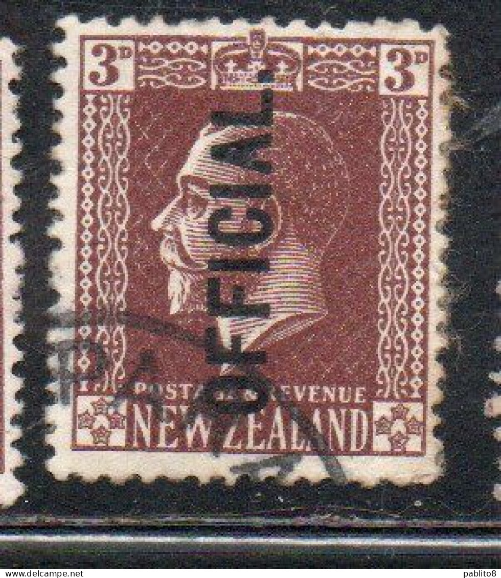 NEW ZEALAND NUOVA ZELANDA  1915 1919 1916 OFFICIAL STAMPS KING GEORGE V 3p USATO USED OBLITERE' - Used Stamps