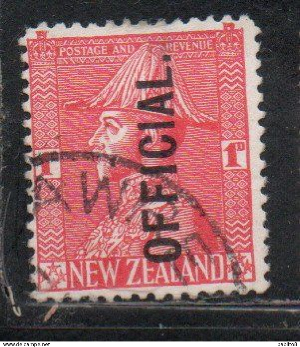 NEW ZEALAND NUOVA ZELANDA 1927 1928 OFFICIAL STAMPS KING GEORGE V 1p USATO USED OBLITERE' - Used Stamps