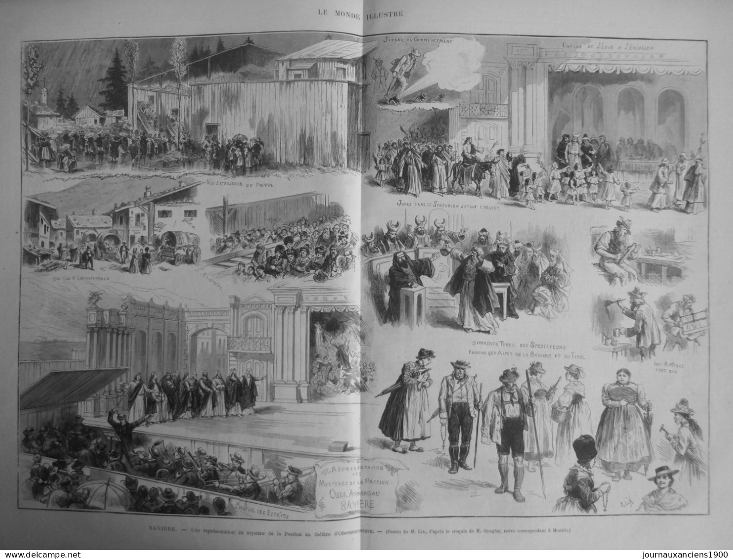 1869 1890 MYSTERE OBERAMMERGAU CRUCIFIX 5 JOURNAUX ANCIENS - Sonstige & Ohne Zuordnung