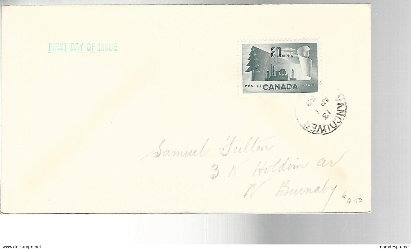 52209 ) Canada First Day CoverVancouver Postmark 1952 - 1952-1960