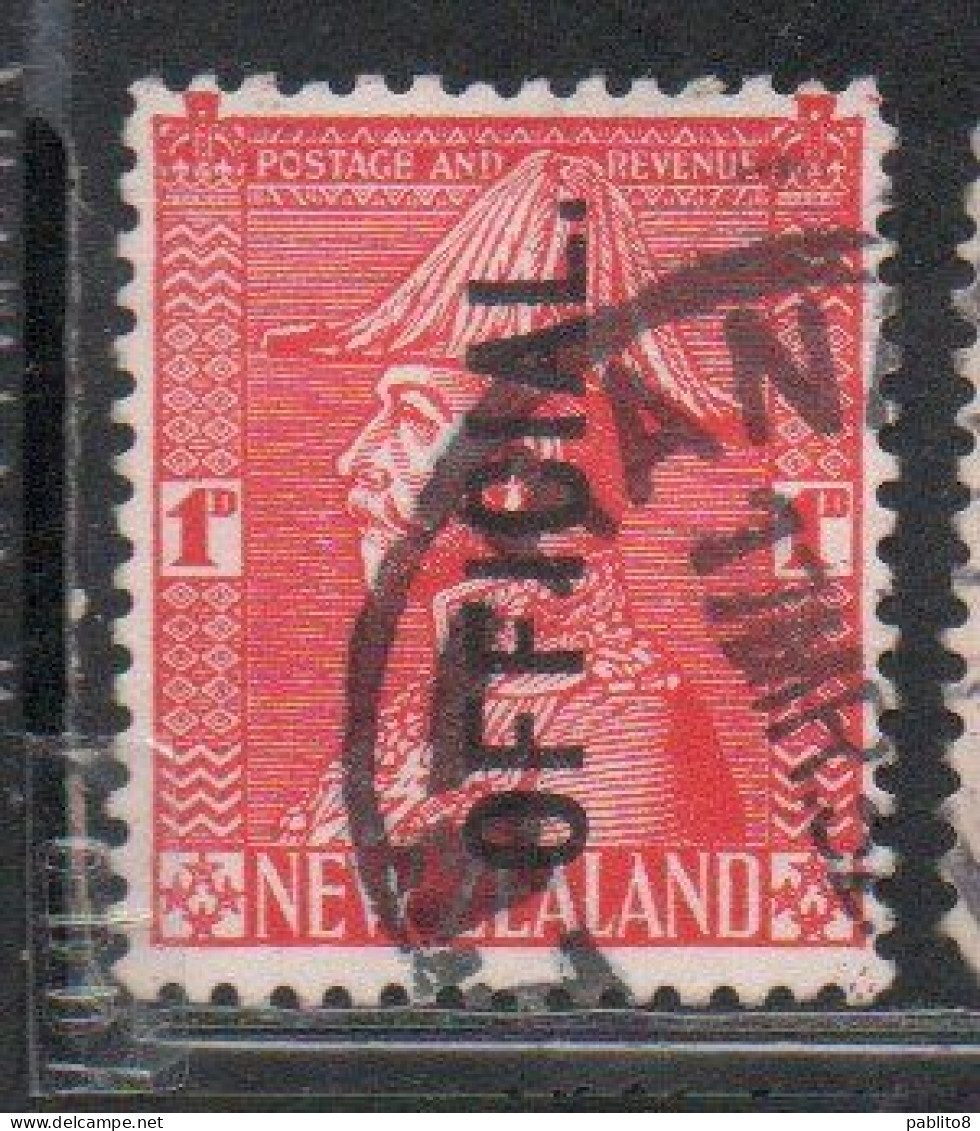 NEW ZEALAND NUOVA ZELANDA 1927 1928 OFFICIAL STAMPS KING GEORGE V 1p USATO USED OBLITERE' - Gebraucht