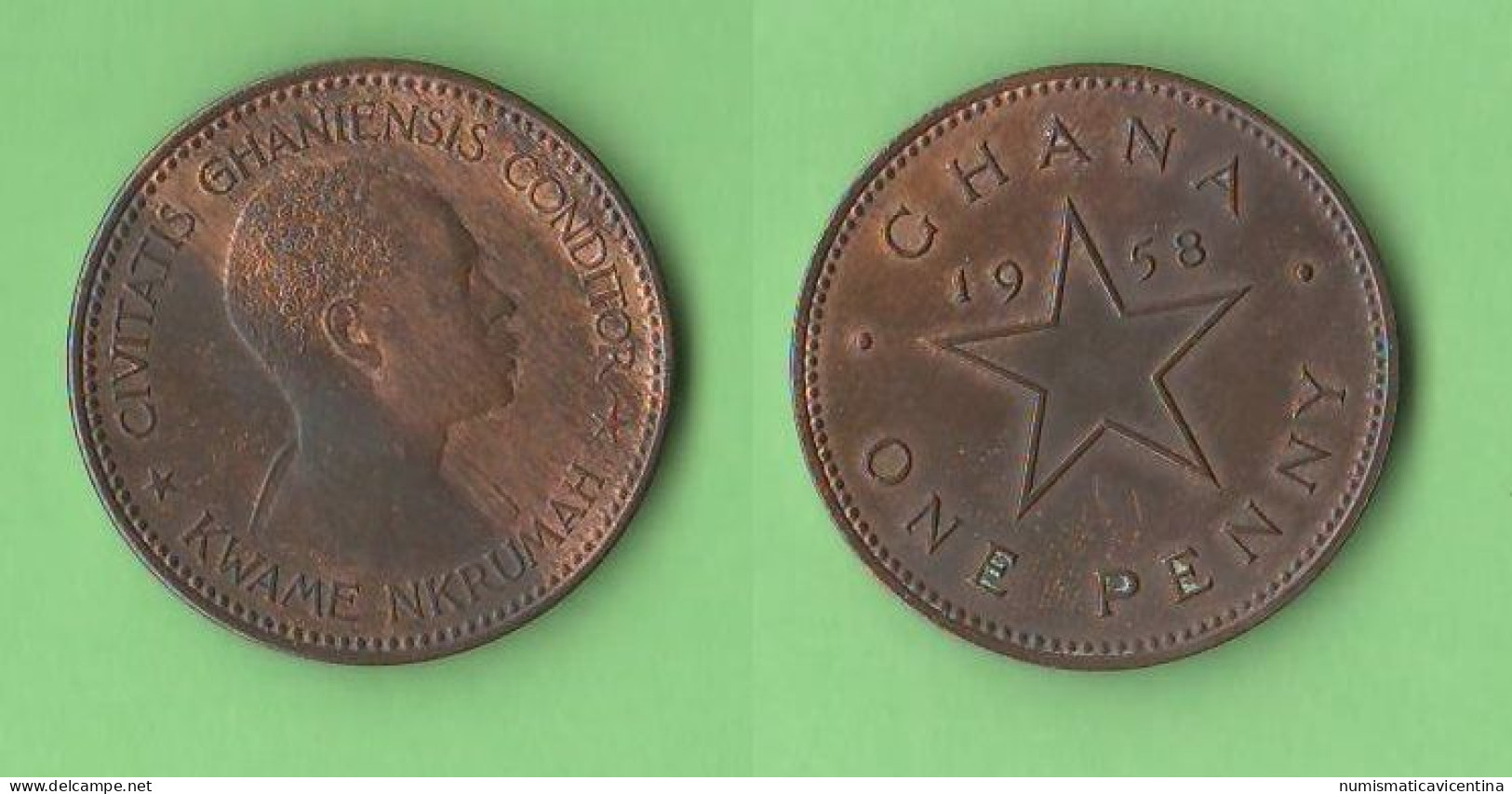 Ghana 1 Penny 1958 Bronze Coin African States - Ghana