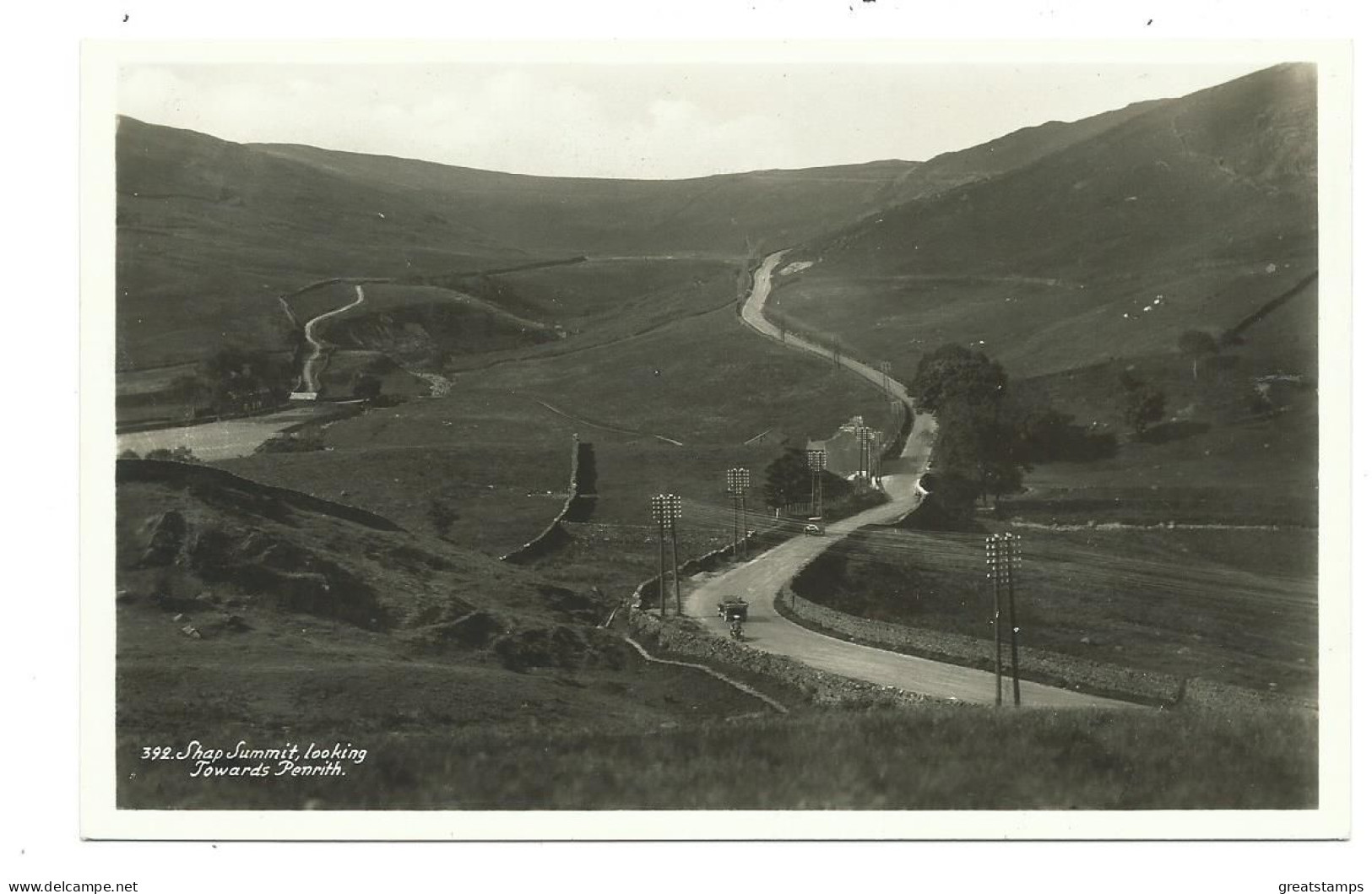 Cumbria Postcard  Rp Shap Summit Towards Penrith Dated 1939  Actual Photograph By. G.p.abraham. - Penrith