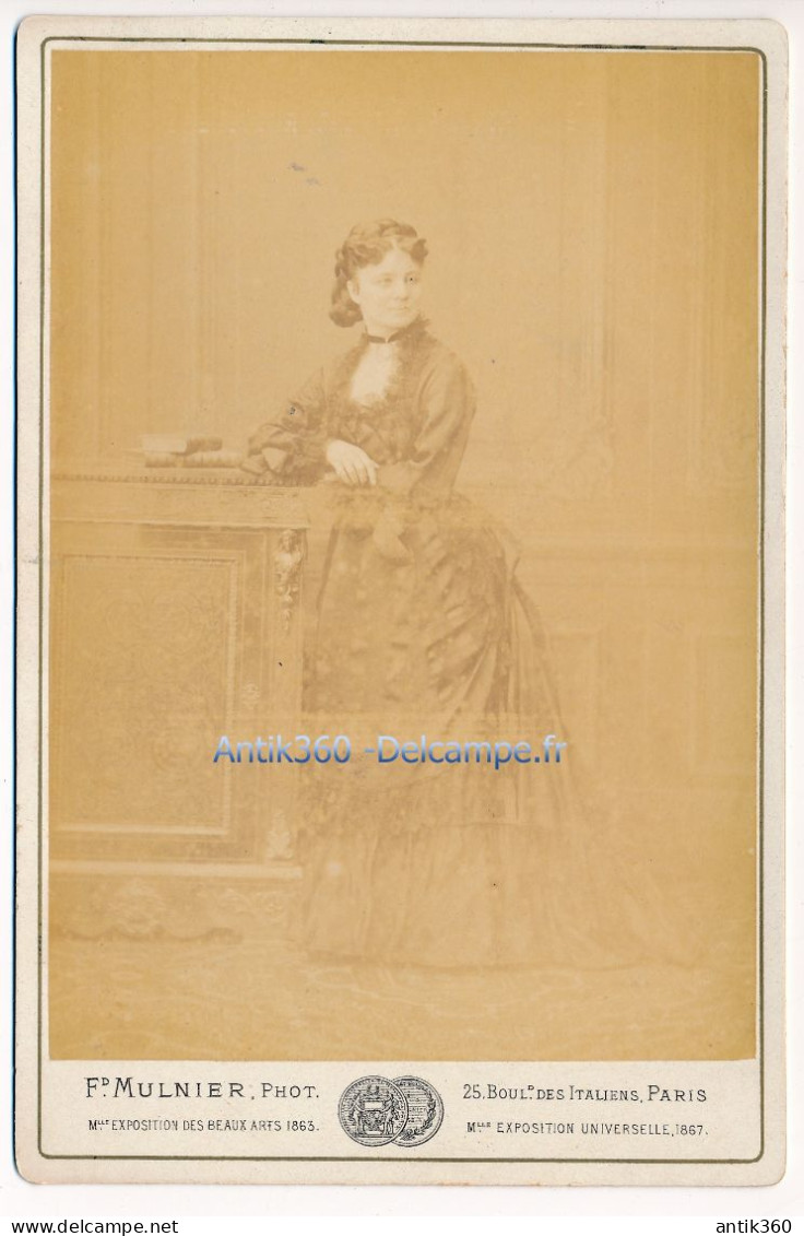 Photographie Ancienne XIXe Portrait Gd Format Jeune Femme Bourgeoise Photographe Mulnier Paris Madame Patorni - Personnes Identifiées