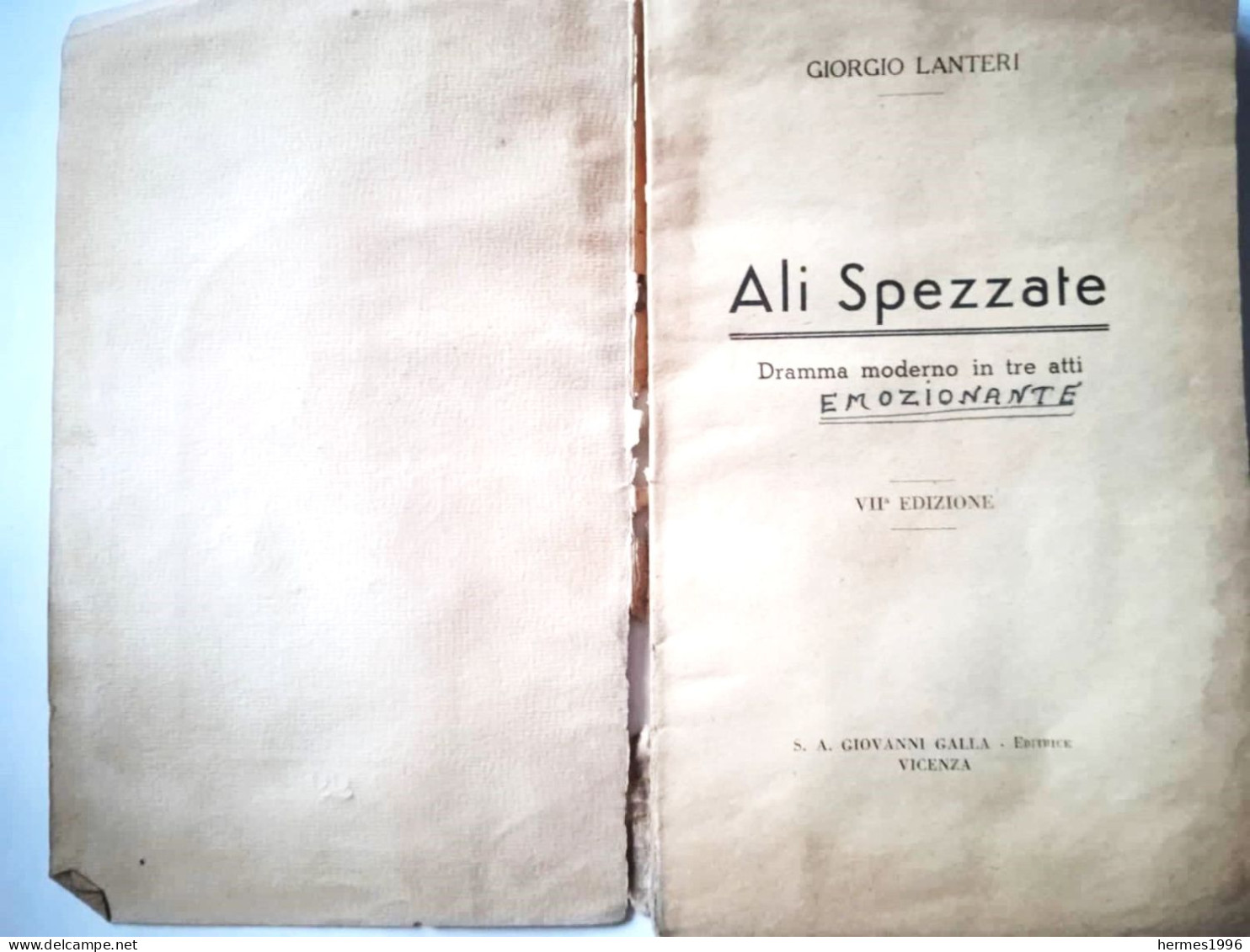 LIBRETTO     ALI  SPEZZATE    DRAMMA  IN  3  ATTI - Arte, Antiquariato