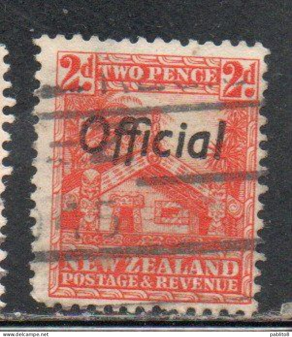 NEW ZEALAND NUOVA ZELANDA 1936 1942 1938 OFFICIAL STAMPS MAORI CARVED HOUSE OVERPRINTED 2p USATO USED OBLITERE' - Used Stamps