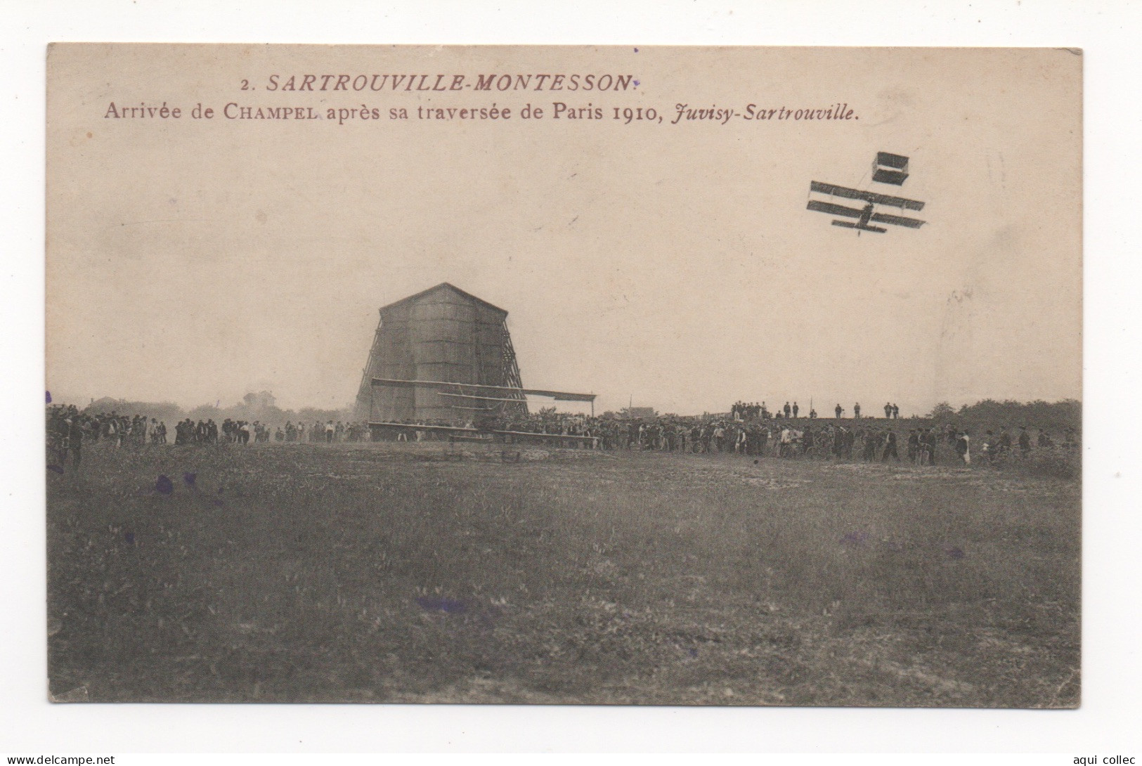 SARTROUVILLE-MONTESSON  78 ARRIVÉE DE CHAMPEL APRÈS SA TRAVERSÉE DE PARIS 1910 - JUVISY-SARTROUVILLE - Sartrouville