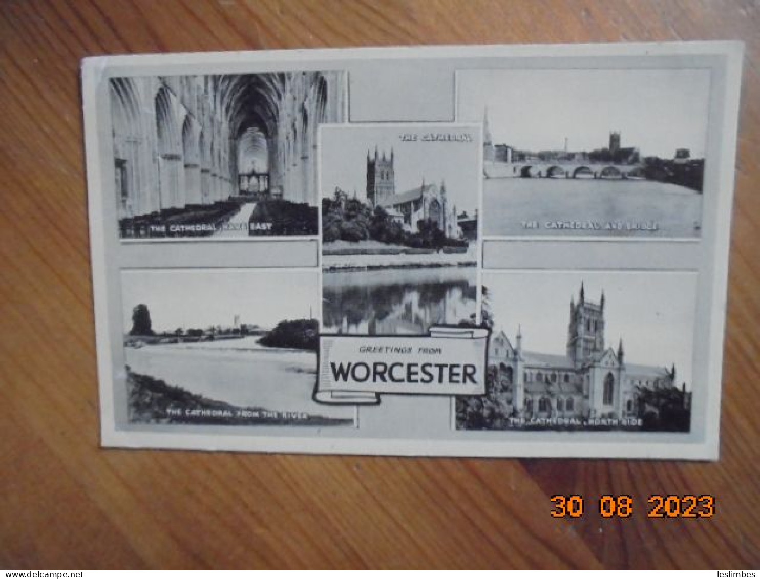 Worcester. Cathedral Nave East, North Side, From The River , And With The Bridge. Photochrom PM 1947 - Worcester