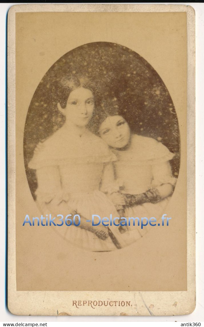 Photographie Ancienne XIXe CDV Portrait De Deux Soeurs D'après Une Peinture De 1843 Photographe Lamusse Le Havre - Persone Identificate