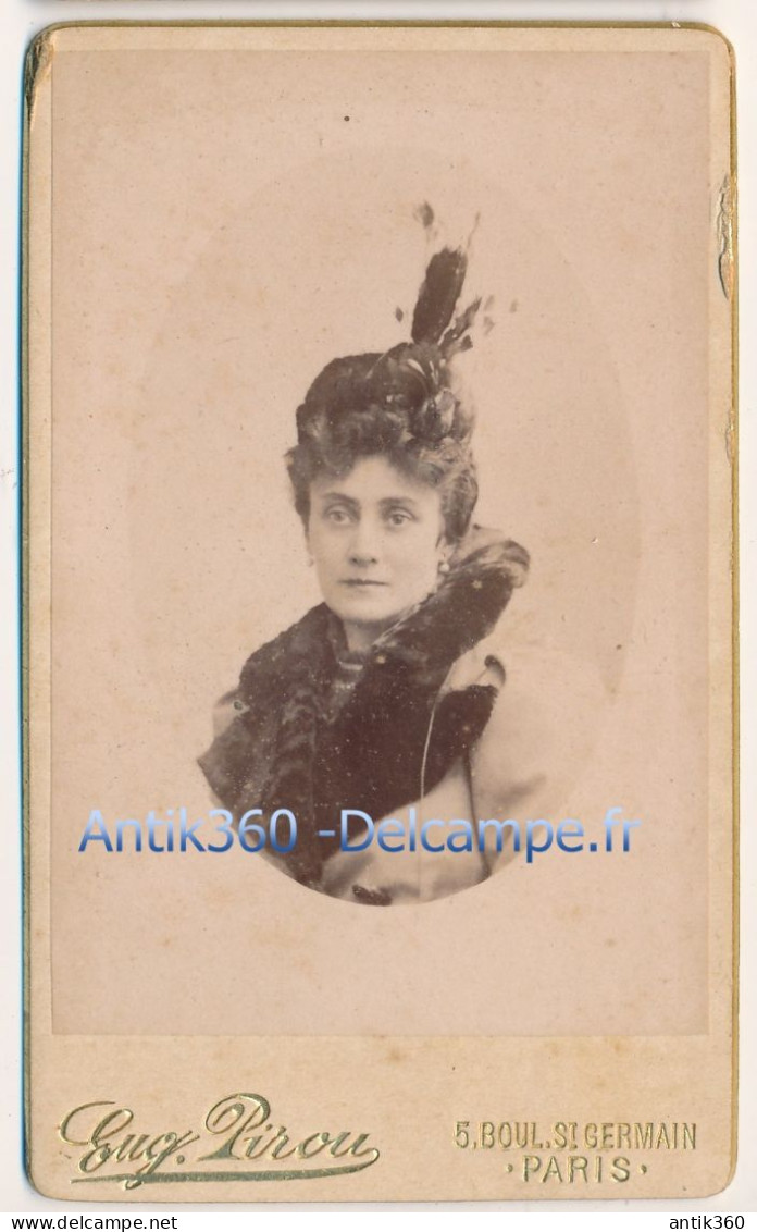 Photographie Ancienne XIXe CDV Portrait De Madame PATORNI Chapeau Coiffure Photographe Pirou Paris 1899 - Identifizierten Personen