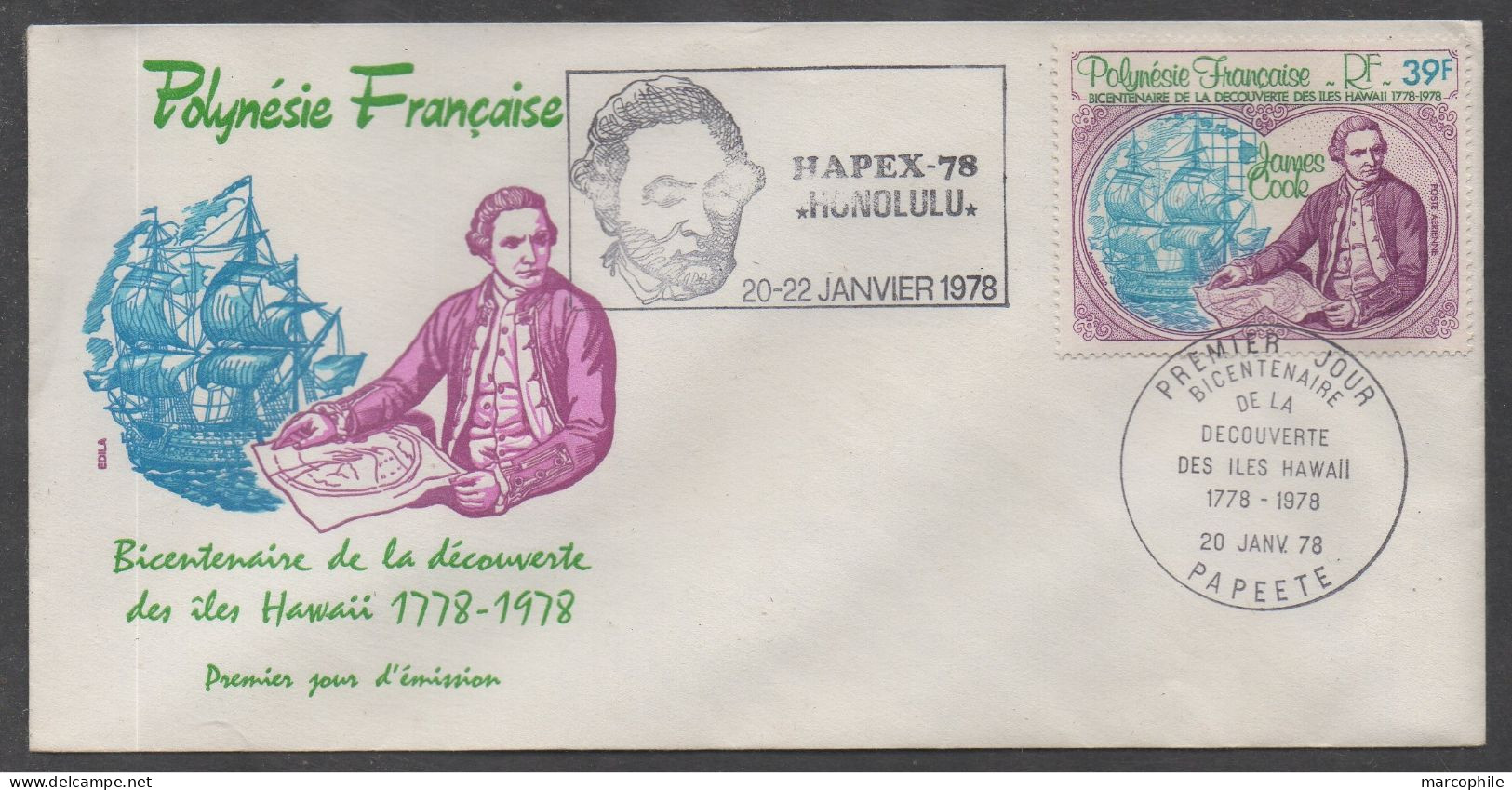 POLYNESIE - PAPEETE / 1978 ENVELOPPE PREMIER JOUR -  FDC  (ref 8713) - Brieven En Documenten