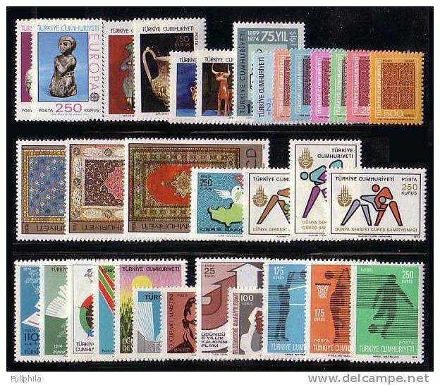 1974 TURKEY YEAR COMPLETE SET ALL MNH ** - Années Complètes