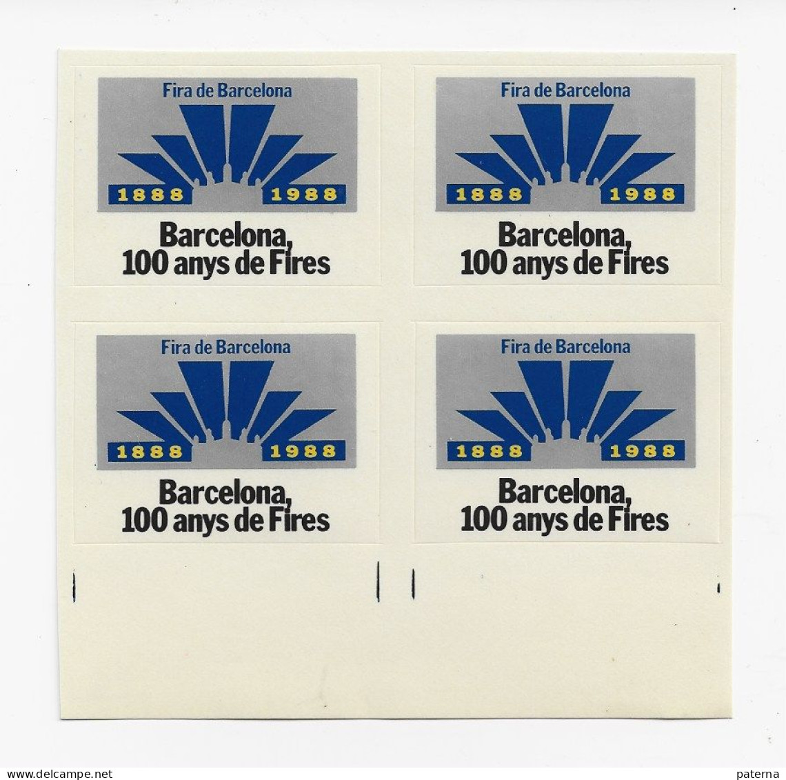 F- 415   Viñetas En  Bloque De 4 Barcelona 1988, 100 Anys De Fires, Autoadhesiva , Nuevas - Errors & Oddities