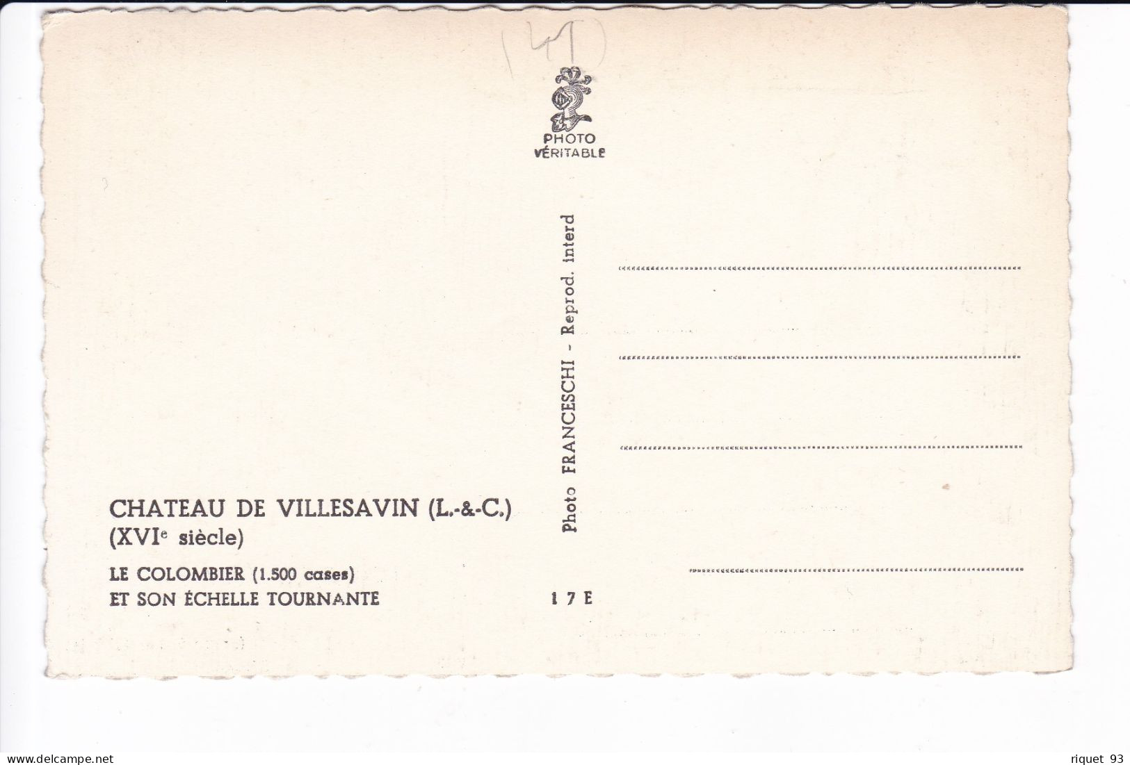 CHATEAU DE VILLESAVIN - Le Colombier (1.500 Cases) Et Son échelle Tournante - Other & Unclassified