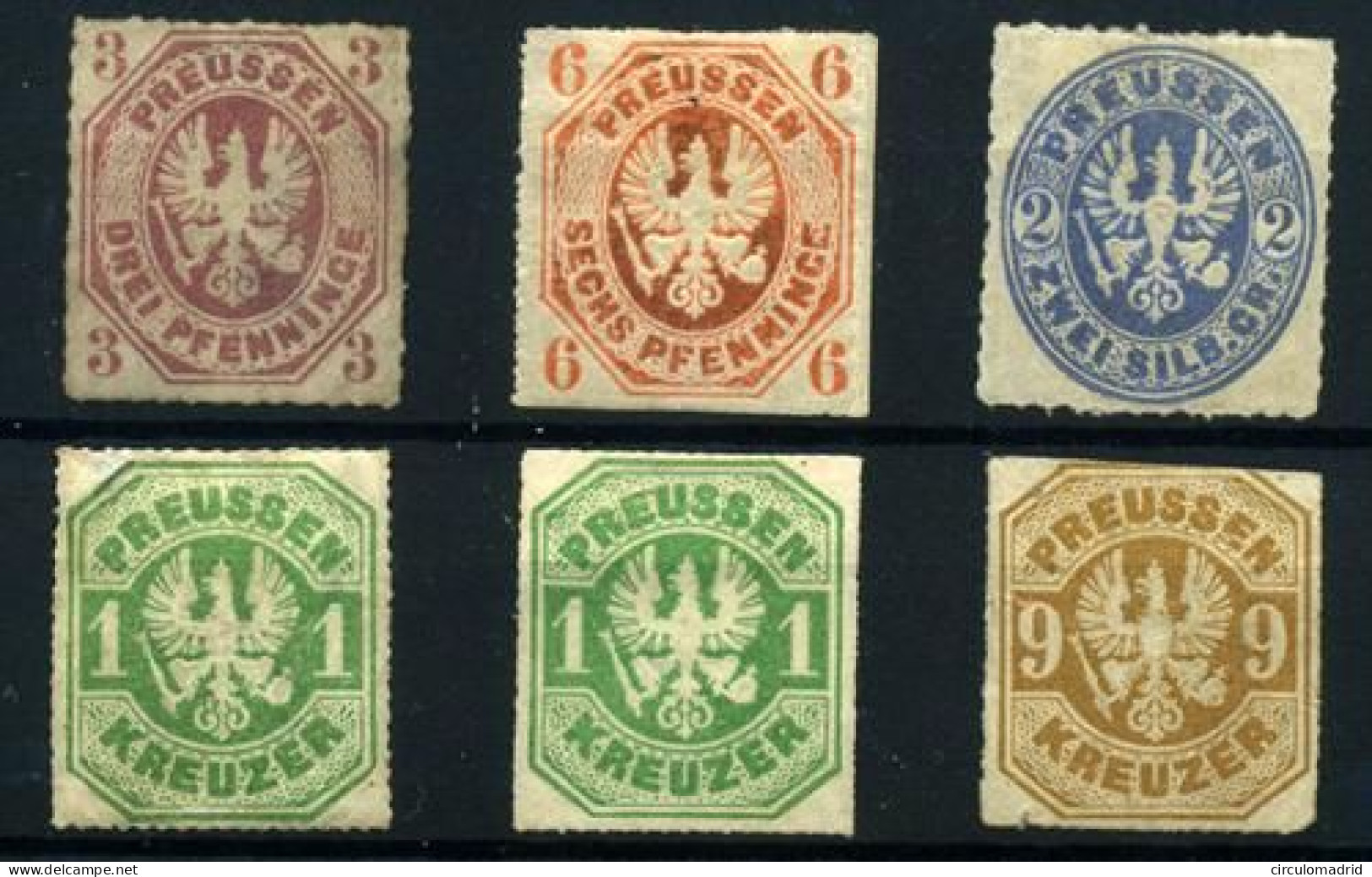 Prusse Nº 14, 16, 19, 23, 27. Año 1861/67. - Ungebraucht