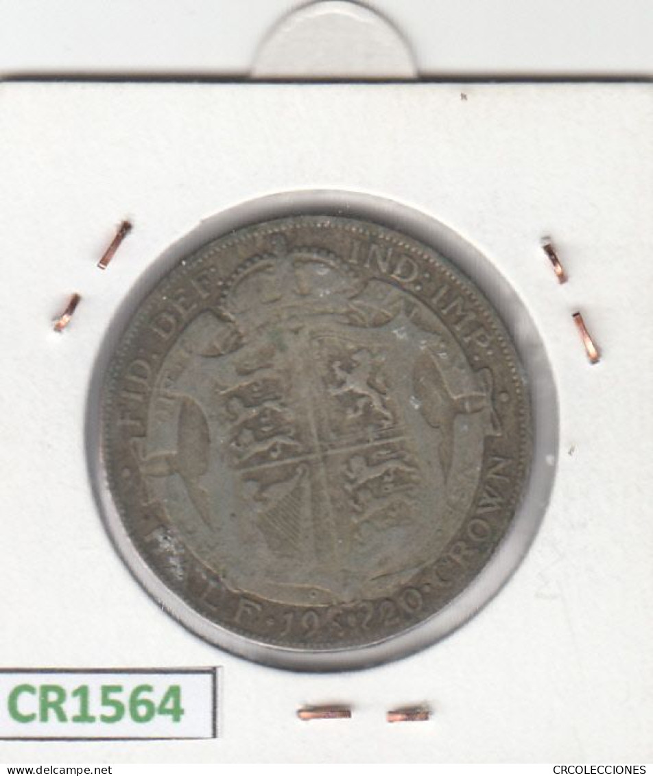 CR1564 MONEDA GRAN BRETAÑA 0,5 CORONA 1920 PLATA BC - Other & Unclassified