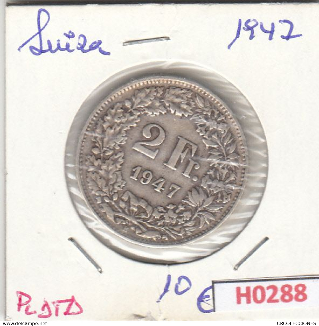 H0288 MONEDA SUIZA 1947 2 FRANCOS PLATA MBC+ - Autres & Non Classés