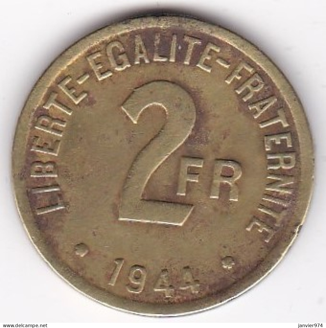 Gouvernement Provisoire 2 Francs 1944 Type Français , En Laiton , Lec# 45 - Algérie