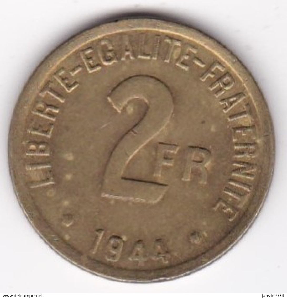 Gouvernement Provisoire 2 Francs 1944 Type Français , En Laiton , Lec# 45 - Algeria