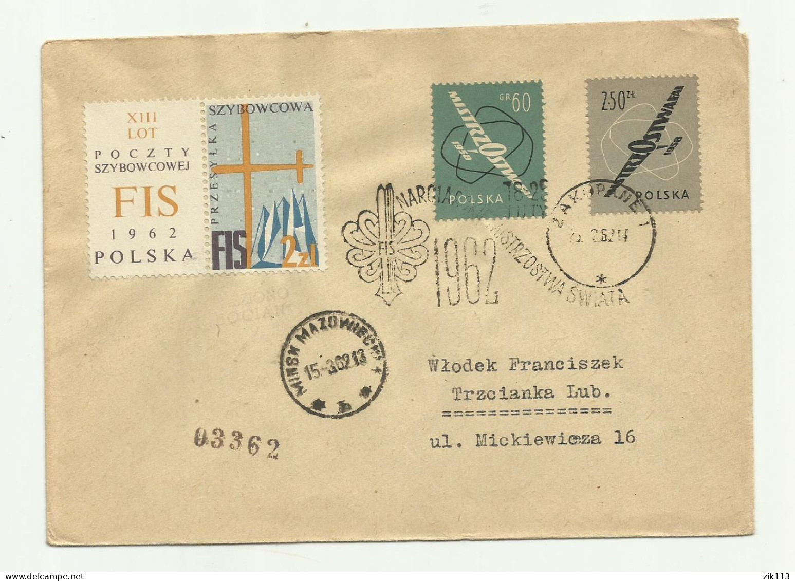 Poland 1962 - Glider Mail - Planeadores