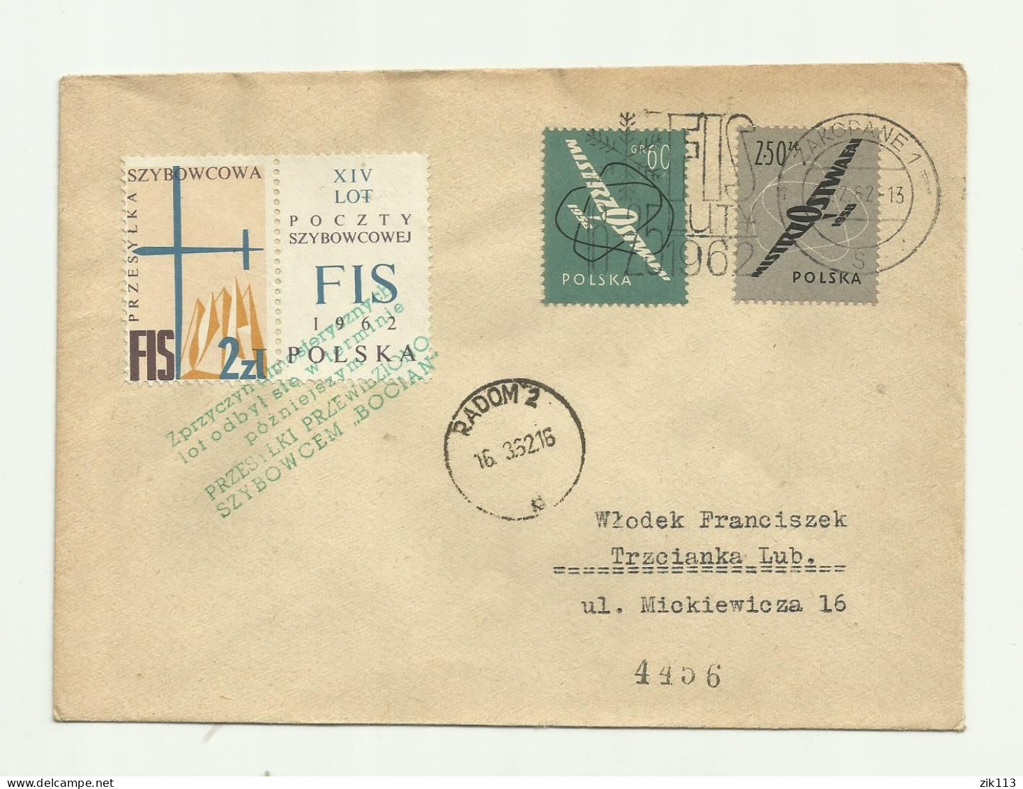 Poland 1962 - Glider Mail - Planeadores