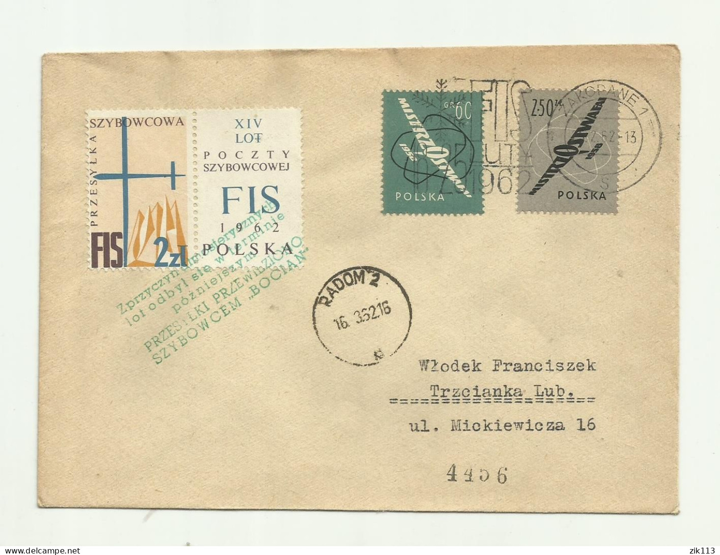 Poland 1962 - Glider Mail - Gliders