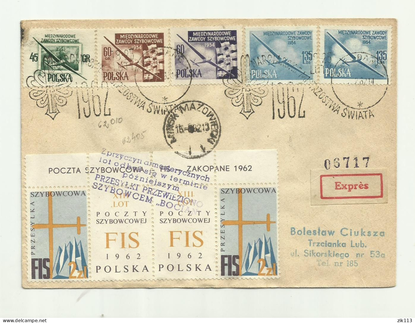 Poland 1962 - Glider Mail - Gleitflieger