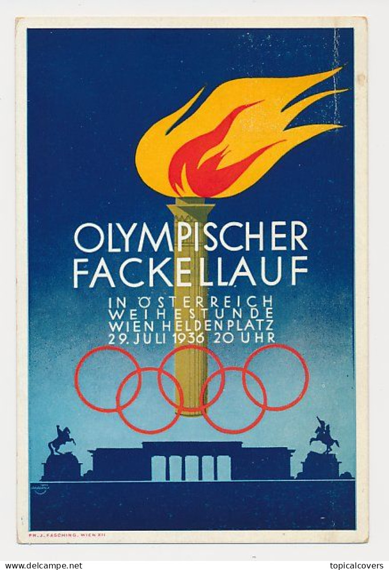 Postcard / Postmark Winter Olympic Games Garmisch Partenkirchen Austria 1936 - Torch Relay Vienna - Hiver 1936: Garmisch-Partenkirchen