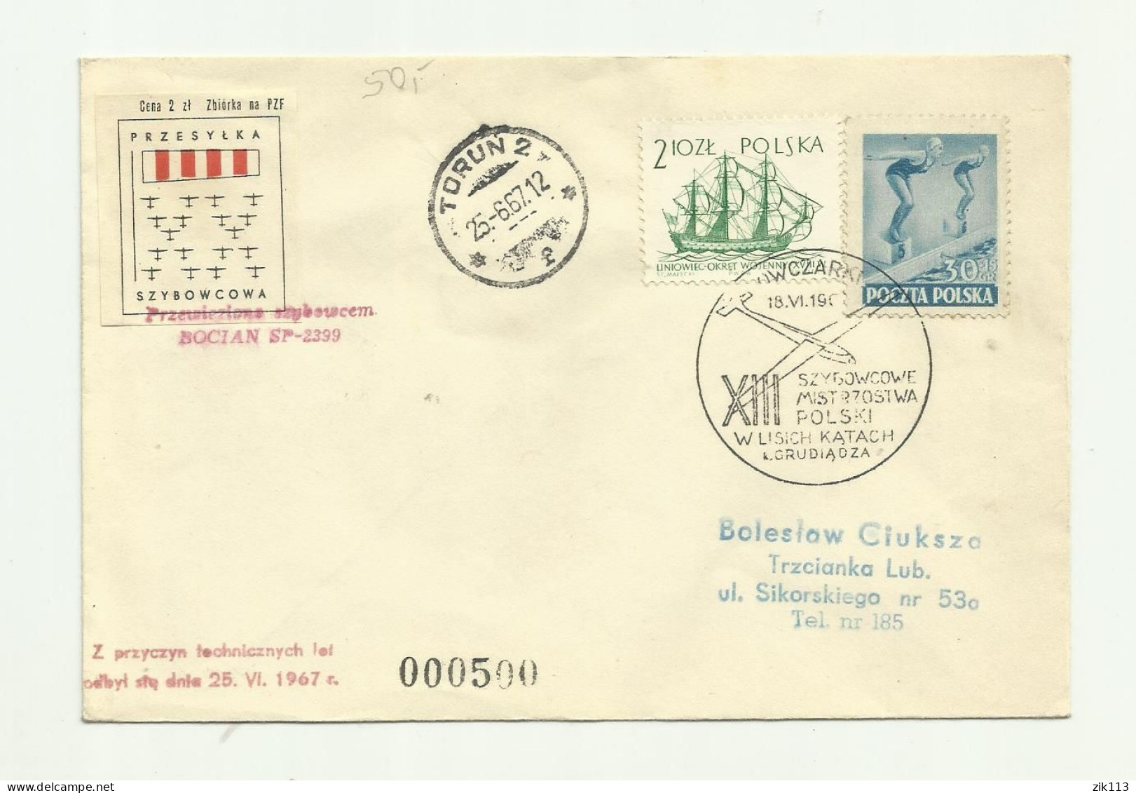 Poland 1967 - Glider Mail - Gliders